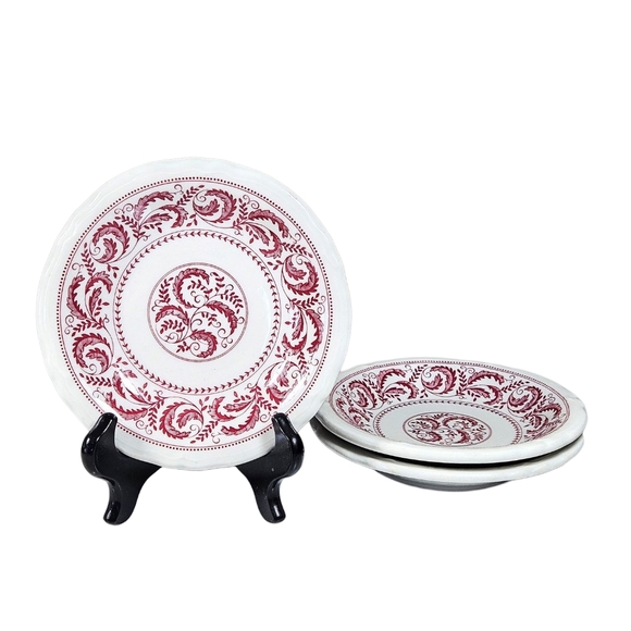 Vintage Shenango China Restaurant Ware Luncheon Plate 6 in Red Pink Set Of 3 - Picture 1 of 6